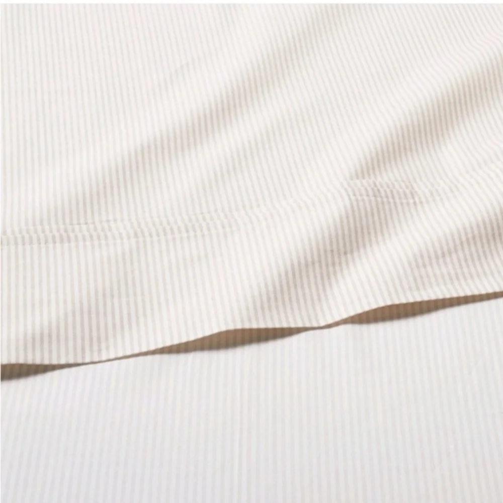 Hearth & Hand with Magnolia Organic Sheet Set mini strip Taupe twin